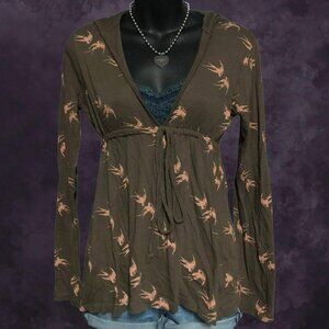 Y2K Brown Babydoll Top